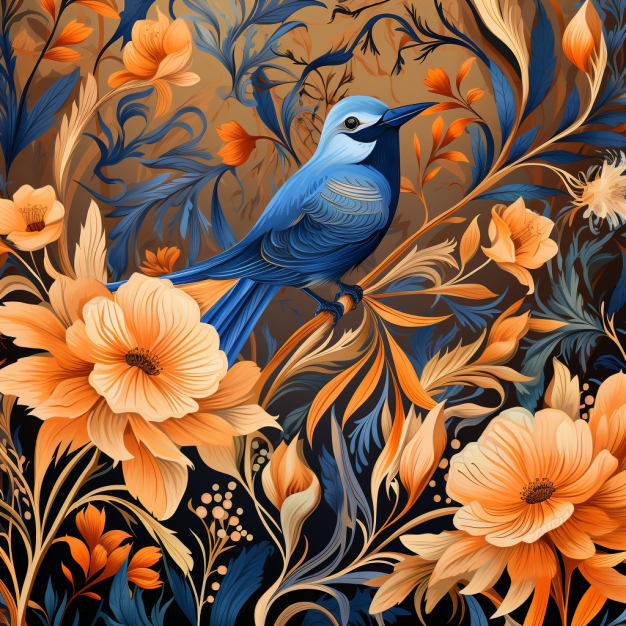 Blumen Vögel 3 Stoff Panel, Stoffdruck, personalisierte Designs, wasserdichter Canvas, Geschenkideen von Atelier MiaMia