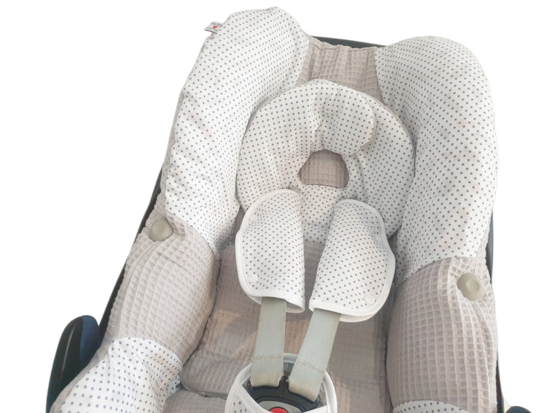 Maxi Cosi Babyschalenbezug, Ersatzbezug oder Spannbezug grau Tupfen von Atelier MiaMia