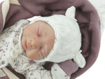 Atelier MiaMia Beanie Set hat lined with ribbons and scarf bear forest animals No. 2