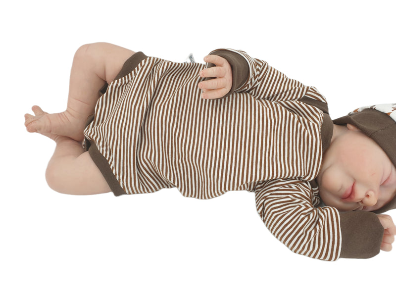 Body kurz und lang ärmlig auch als Baby Set braun Streifen von Atelier MiaMia
