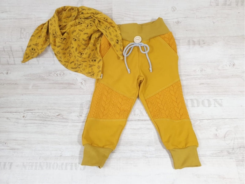 Atelier MiaMia Routs Bloomers Gr. 46-110 also as a set with hat and scarf mustard knit 01