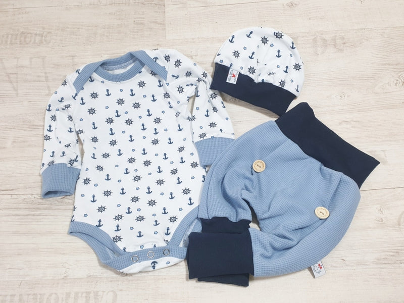 Atelier MiaMia Body with short and long sleeves, also available as Baby Set Anchor 10