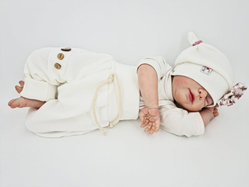 Atelier MiaMia Cool bloomers or baby set waffle jersey cream 105