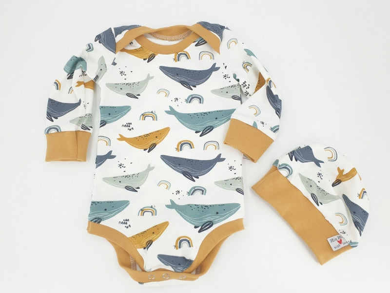 Atelier MiaMia Body short and long sleeves also available as Baby Set Wale 12
