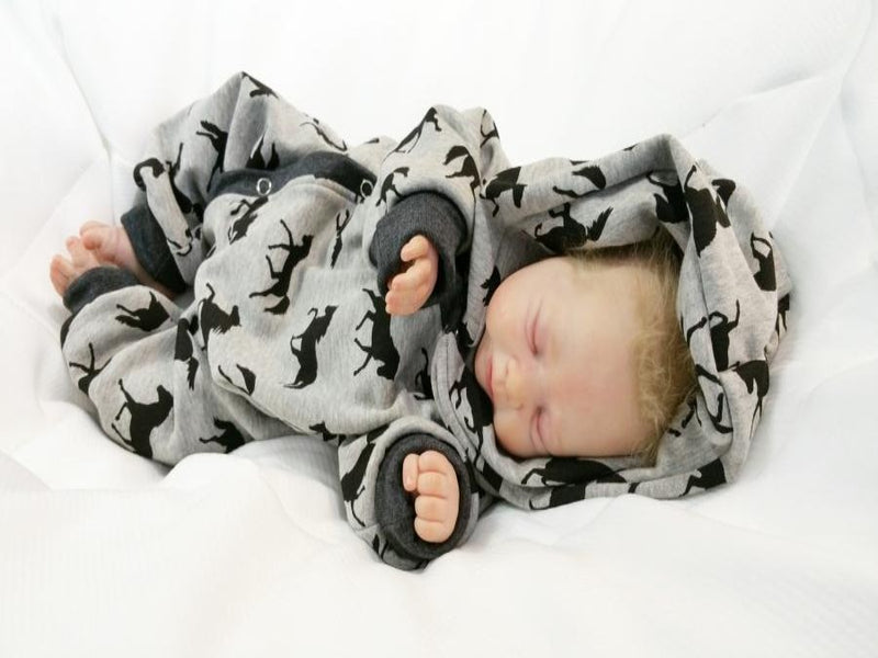 Atelier MiaMia - overall baby child from 50 to 110 designer wellness overall horses gray 100% cotton 13