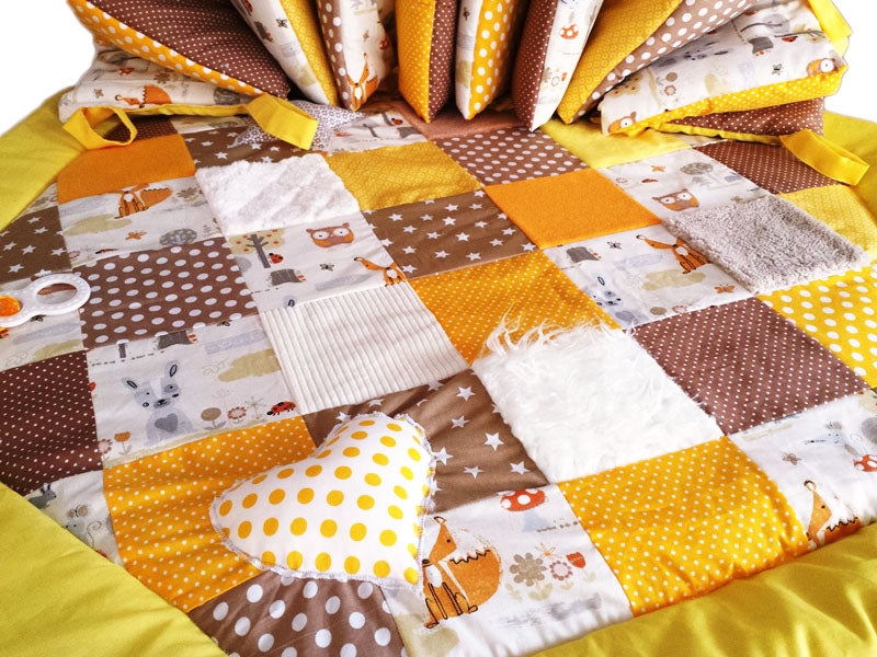 Atelier MiaMia Kuschel - adventure blanket playpen 6 corner forest animals brown yellow orange 14