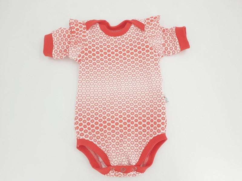 Atelier MiaMia body with short and long sleeves also as a baby set flowers red color gradient 15