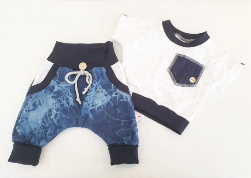 Atelier MiaMia Cool bloomers or baby set short and long jeans batik 18