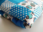 Atelier MiaMia blanket patchwork dots stars owls blue with embroidery 18