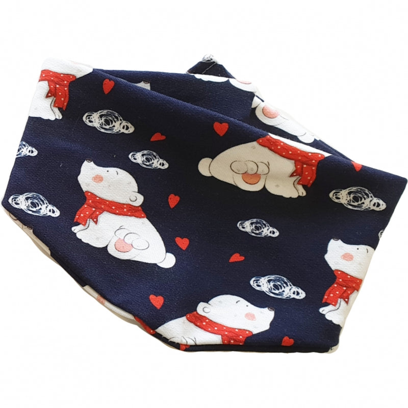 Atelier MiaMia berretto set berretto e sciarpa baby orso polare blu-rosso n° 194