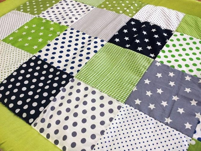 Atelier MiaMia blanket patchwork dots stars check with embroidery 2