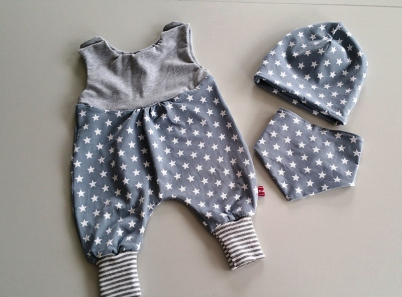 Atelier MiaMia romper short and long also as baby gray stars 20