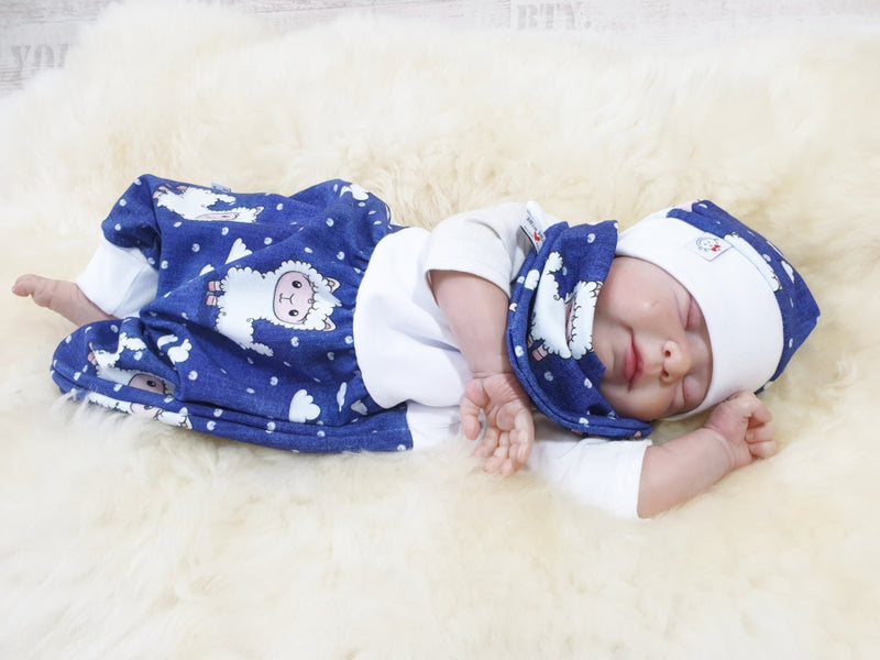 Atelier MiaMia romper short and long also as baby set sheep blue 206