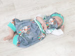 Atelier MiaMia onesie short and long also as a baby set Indian fox blue 227