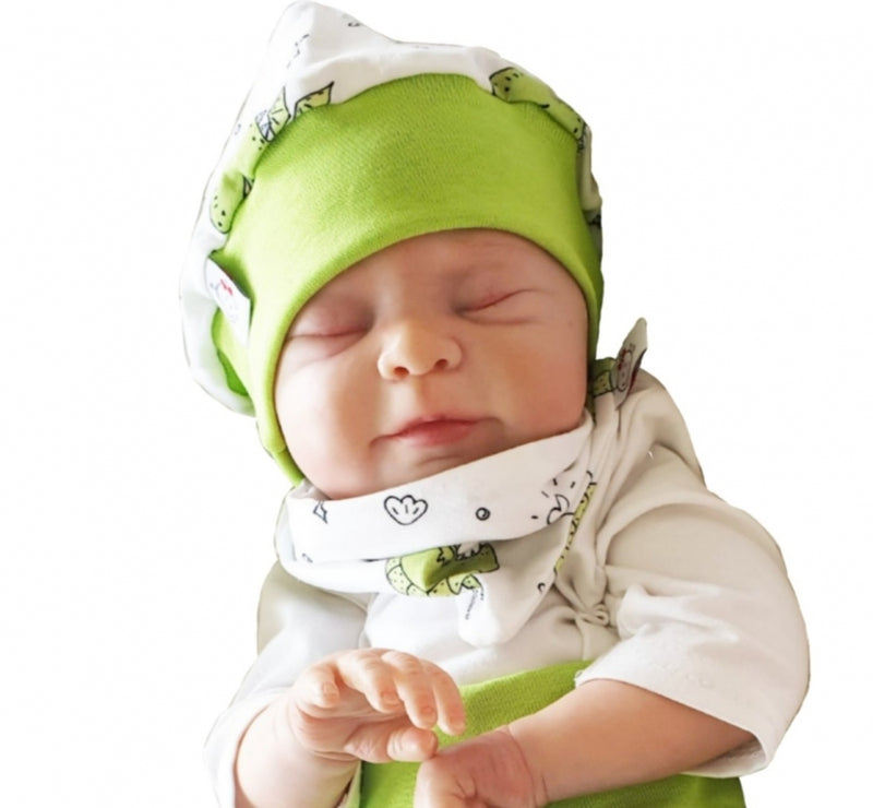Beanie Set Mütze und Tuch Baby Drachen Grün Nr. 231 von Atelier MiaMia