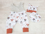 Atelier MiaMia onesie short and long also as a baby set forest animals 232
