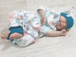 Atelier MiaMia romper short and long also as a baby set feathers light blue 236