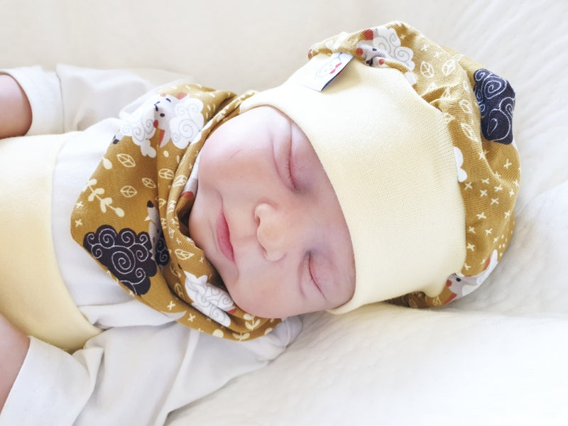Atelier MiaMia Beanie Set Hat and Scarf Baby Sheep Mustard No. 241