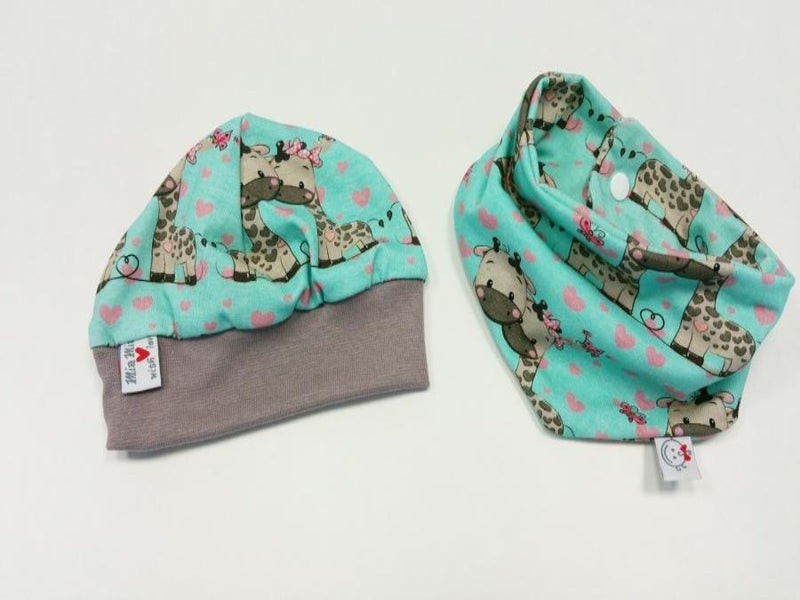 Atelier MiaMia Beanie Set hat and scarf giraffe No. 242