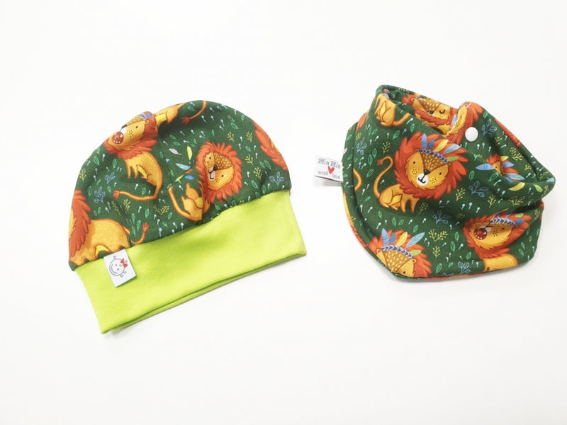 Atelier MiaMia Beanie Set Hat and Scarf Lion Brown Autumn No. 243