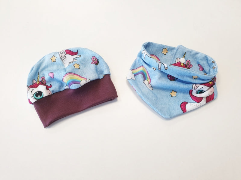 Atelier MiaMia Beanie Set Cappello e Sciarpa Baby Unicorn Rainbow No. 245