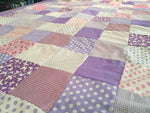 Atelier MiaMia coperta patchwork pois stelle farfalle celeste con ricamo 26