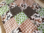 Atelier MiaMia blanket patchwork dots stars brown beige deer with embroidery 28
