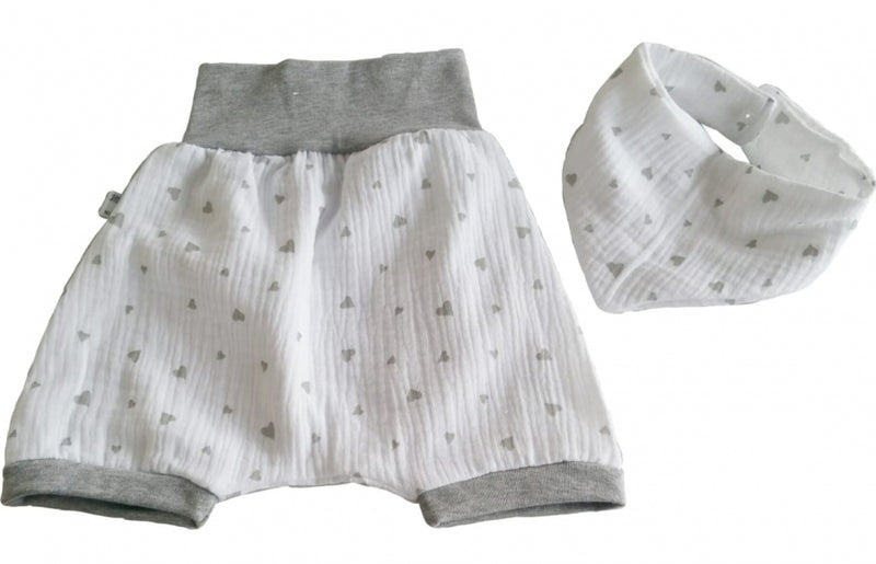 Atelier MiaMia short pants muslin Buxe Gr. 46-110 also as a set with hat and scarf little hearts 3
