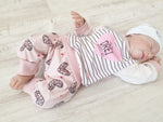 Atelier MiaMia Cool bloomers or baby set short and long waffle hearts apricot 30