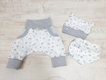 Atelier MiaMia Cool bloomers or baby set short and long floral gray 32
