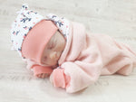 Atelier MiaMia - overall baby child from 50 to 110 designer wellness overall light pink flowers 100% organic cotton 40