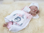 Atelier MiaMia romper with panel short and long also as baby set motif little hedgehog 400