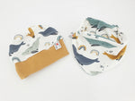 Atelier MiaMia Cool bloomers or baby set short and long whale organic mustard 42