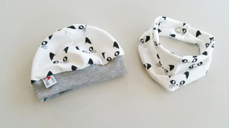 Atelier MiaMia Beanie Set Cappello e Sciarpa White Kitten No.42