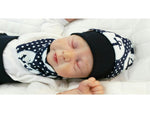 Atelier MiaMia beanie set hat and scarf baby anchor blue white No. 43