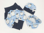Atelier MiaMia Cool bloomers or baby set short and long penguins blue 46