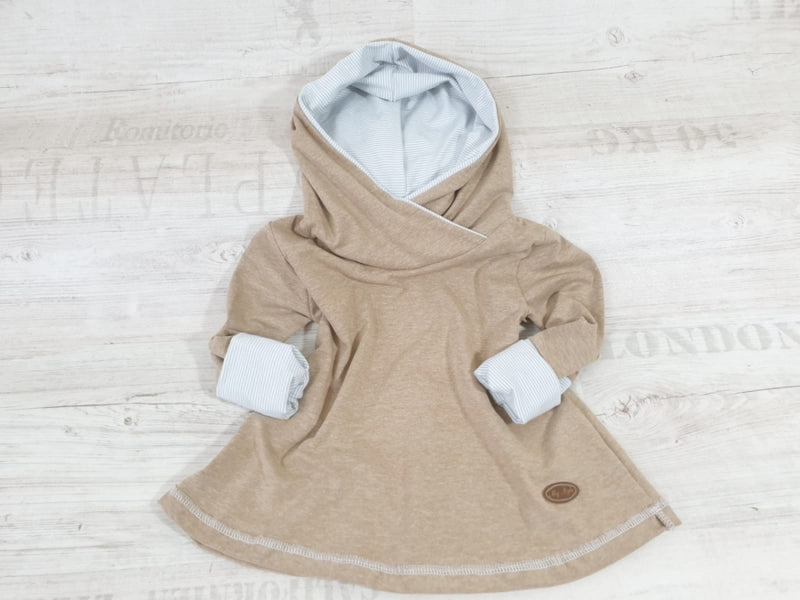 Atelier MiaMia - Hoodie Dress Baby Child Size 56-140 Designer Limited Beige Stripes 4