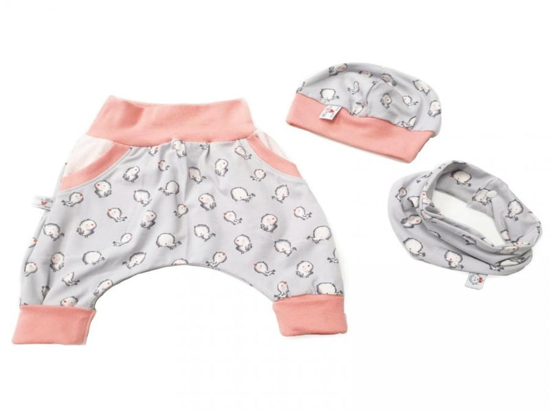 Atelier MiaMia Cool bloomers or baby set short and long birdie gray apricot 4