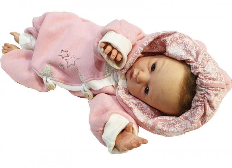 Overall Baby Kind von 50 bis 110 Designer Wellnessoverall Rosa Straßsterne 100% Biobaumwolle 50 von Atelier MiaMia