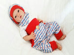 Atelier MiaMia Cool bloomers or baby set short and long Love anchor red blue 51