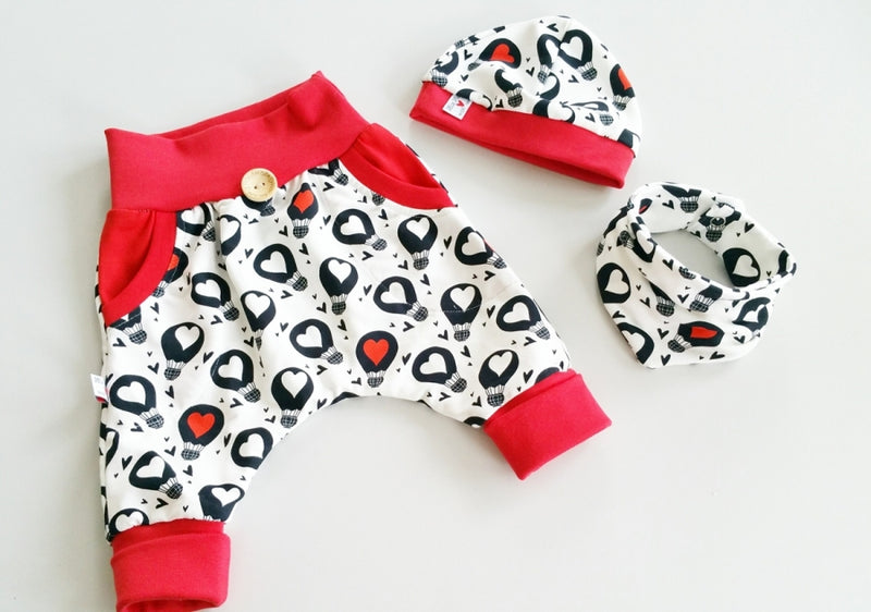 Atelier MiaMia Cool bloomers or baby set short and long balloon red black 52