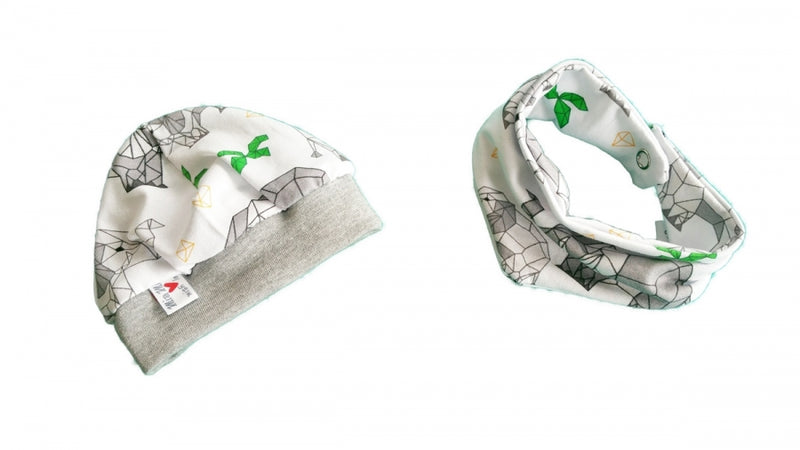 Beanie Set Mütze und Tuch Baby Elefanten Mint Nr. 56 von Atelier MiaMia