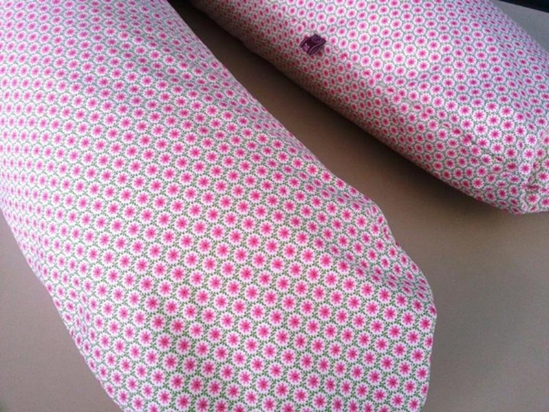 Atelier MiaMia nursing pillow or side sleeper pillow pink green, floral pattern 57