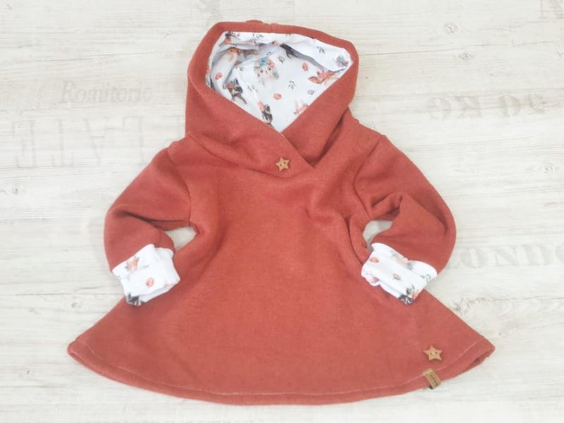 Atelier MiaMia - hoodie dress baby child size 56-140 designer limited red brown little animals 5
