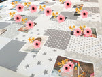 Atelier MiaMia cuddly blanket as photo blanket flowers pattern fabrics light gray with pictures 6