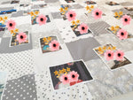 Atelier MiaMia cuddly blanket as photo blanket flowers pattern fabrics light gray with pictures 6