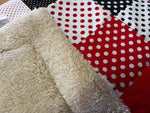 Atelier MiaMia blanket patchwork dots stars red brown black with embroidery 7