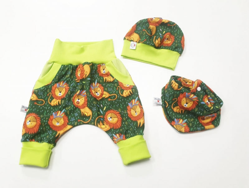 Coole Pumphose oder Babyset kurz und lang Löwe Grün 7 von Atelier MiaMia