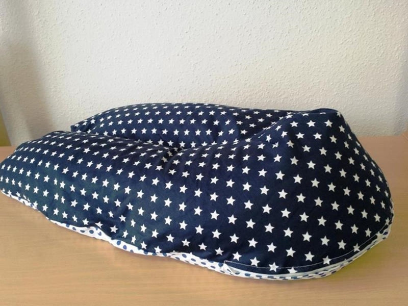 Atelier MiaMia nursing pillow or side sleeper pillow positioning pillow dark blue stars and dots 74