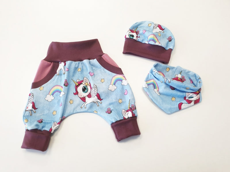 Coole Pumphose oder Babyset kurz und lang Einhorn Jeans blau 8 von Atelier MiaMia